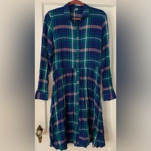 Old Navy Green Blue Plaid Light Gauzy Dress